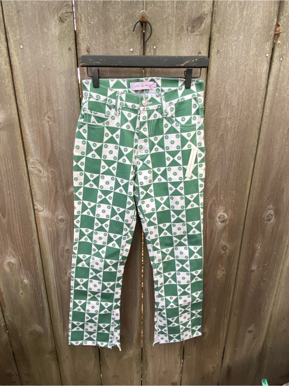 Lisa Says Gah Ellis‎ Wide Leg Pants Boonville Print NWT Green Size 0 - Picture 4 of 6